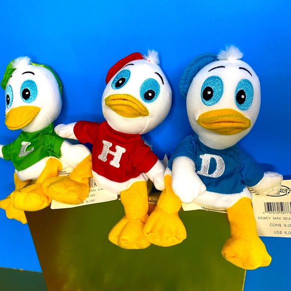 DISNEY EXCLUSIVE VTG 90s DONALD DUCK’S HUWEY LOUIE & DEWEY BEAN BAG PLUSH 7” - Picture 5 of 12